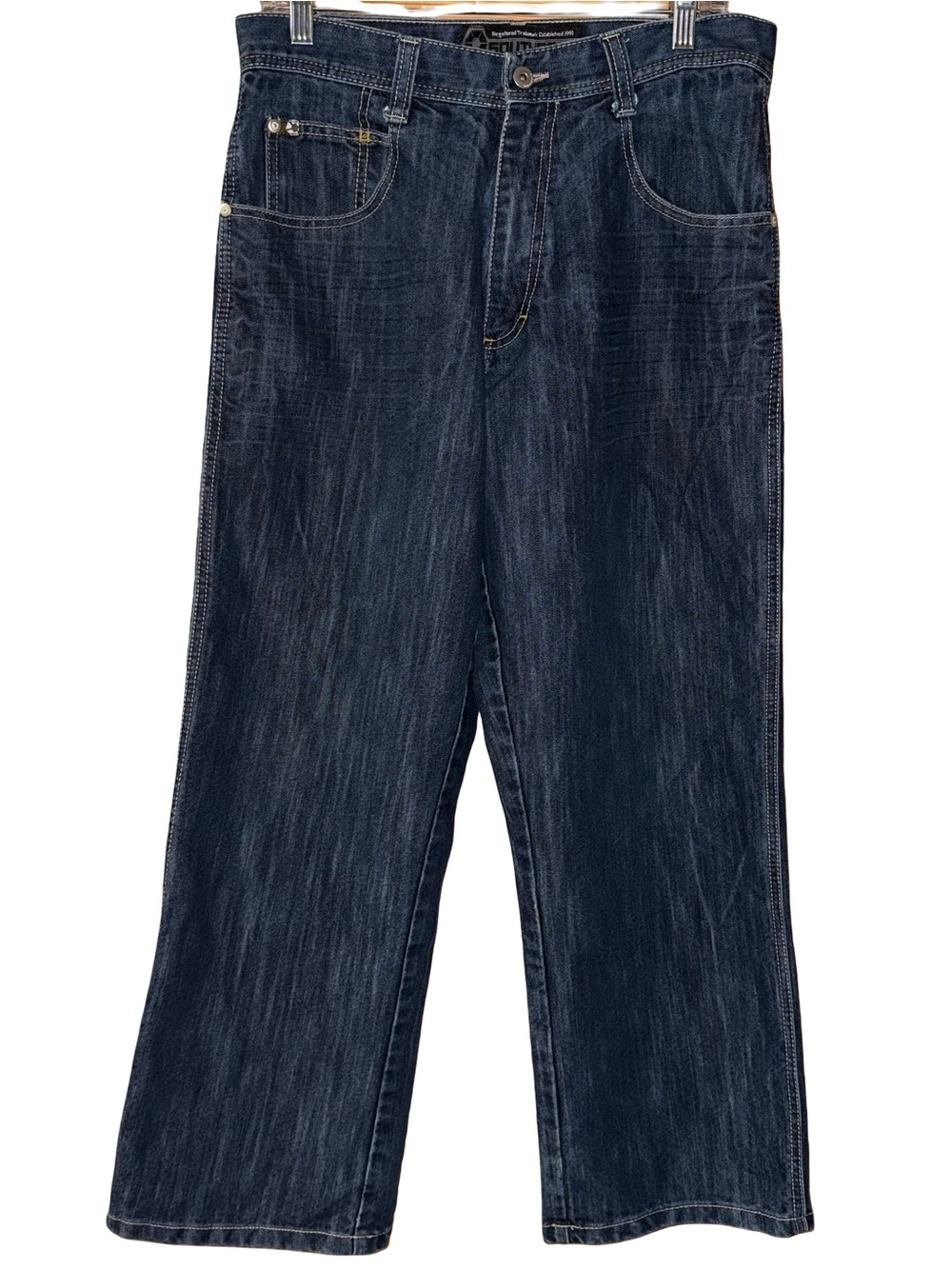 VTG Southpole Baggy Raw Denim Jeans Men’s 32 Wide Leg Y2K Skater Hip Hop Dark